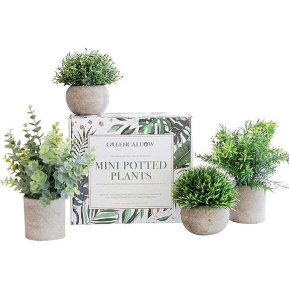Artificial Plants for Home Decor Indoor.4 Mini Plants, Rosemary Faux Plant Decor - Picture 8 of 8